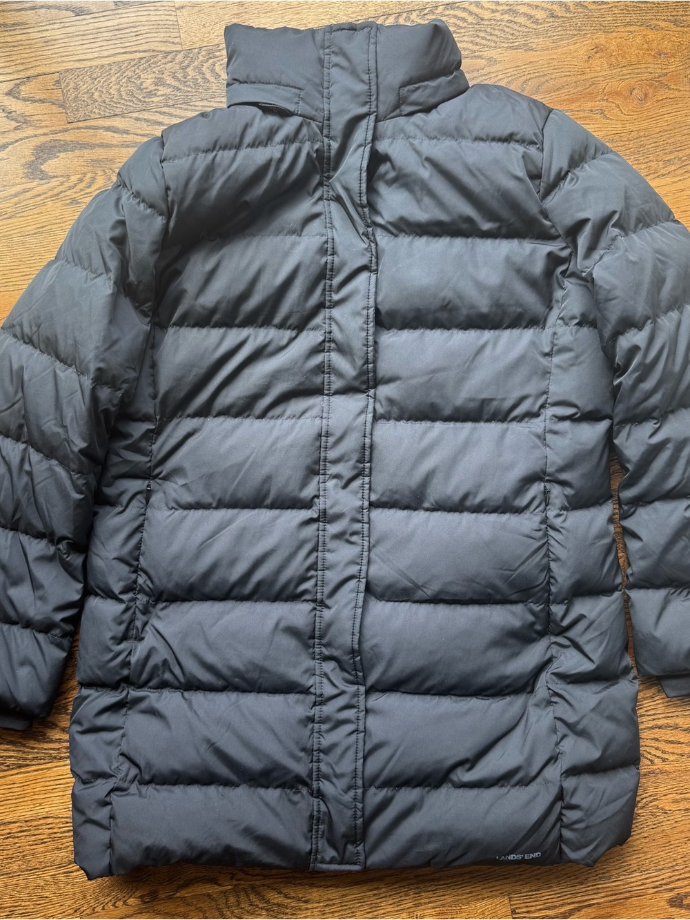 Lands’ End Down Feather Filled Black Puffer Coat Large